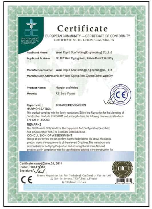 certificate european 1