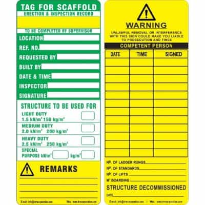 10 étiquettes D’inspection Pour échafaudage – Vendues Par Un Vendeur Britannique, Qualité Pro !