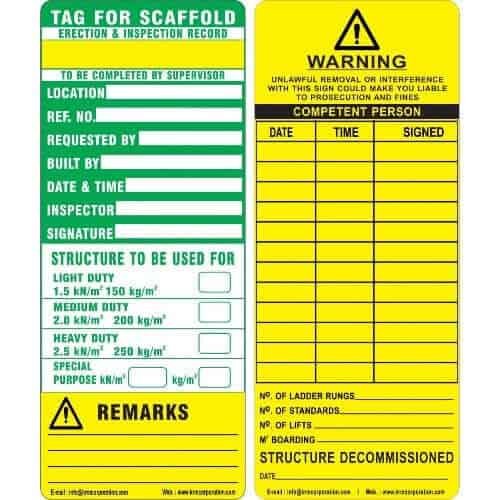 scaffold tag caution