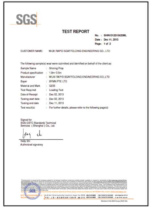 Rapport de test SGS 3
