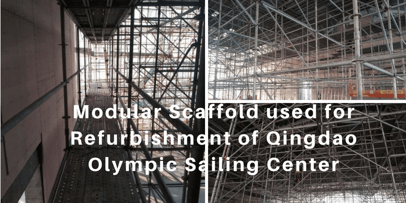 Andaime modular usado para reforma do centro de vela olímpica de Qingdao